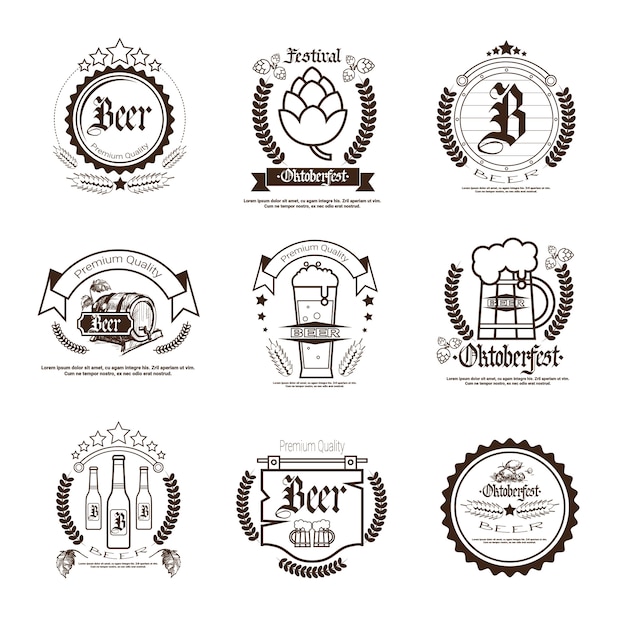 Oktoberfest bier festival badge set