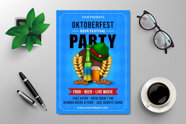 Oktoberfest bier festival party flyer vorlage