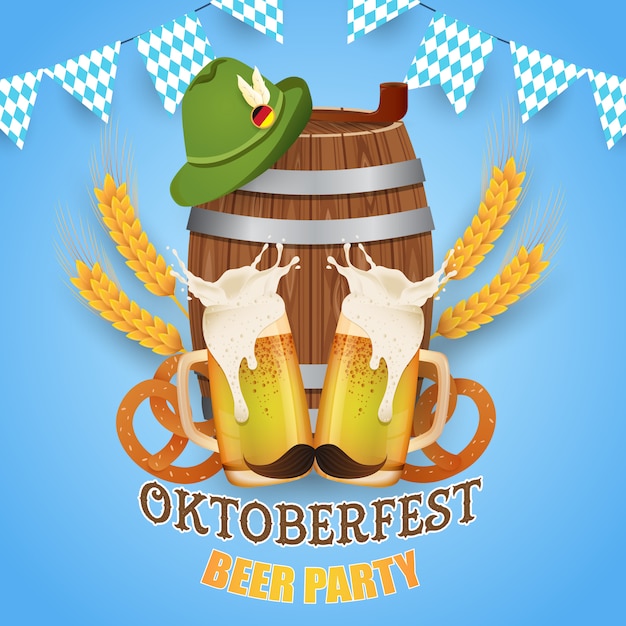 Vektor oktoberfest bier party karte