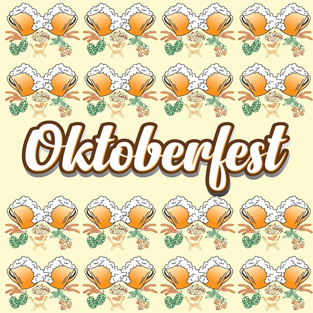 Oktoberfest-bierfest-feierdesign oktoberfest-hintergrundmuster mit biersymbolen