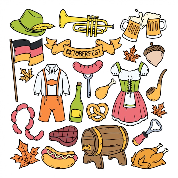 Oktoberfest handgezeichnete gekritzelillustration