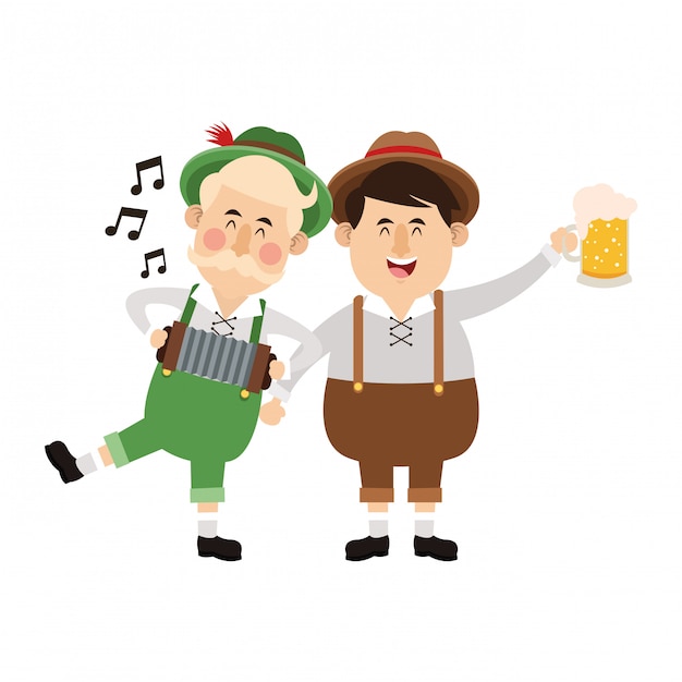 Vektor oktoberfest-karikaturen der bayerischen männer