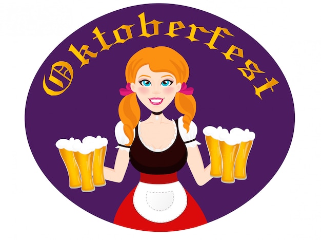 Vektor oktoberfest mädchen mit bier