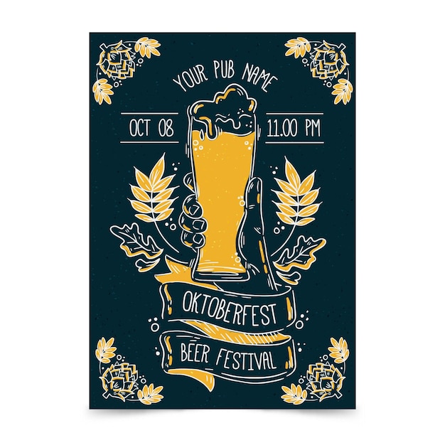 Oktoberfest-Plakatschablone mit Bier