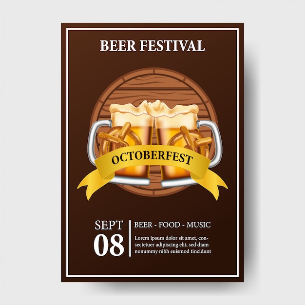 Oktoberfest-poster mit bierglas und flasche