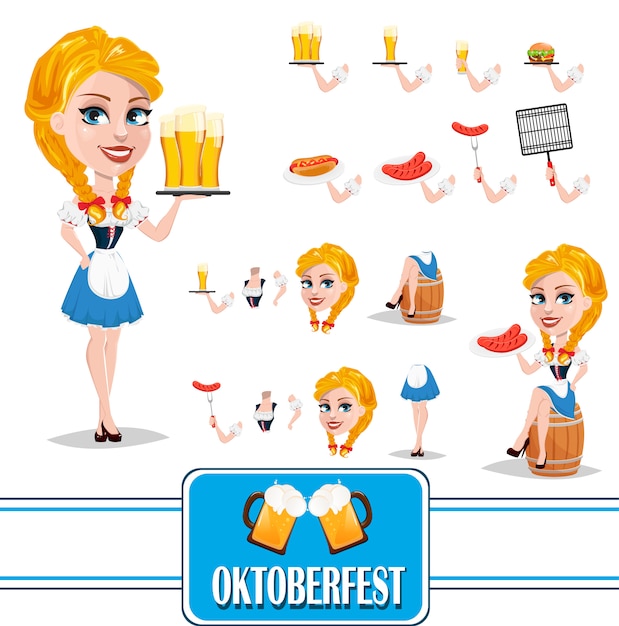 Oktoberfest. redheadmädchen-zeichensatz