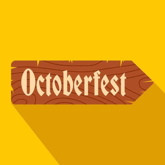 Vektor oktoberfest-straßen-holzschild, flaches symbol auf gelbem hintergrund