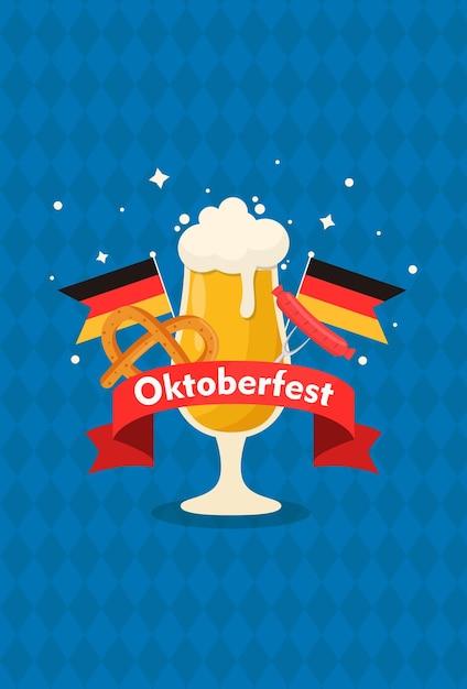 Vektor oktoberfest-vektorfeiertagskarte internationales deutsches bierfest in münchen-illustration