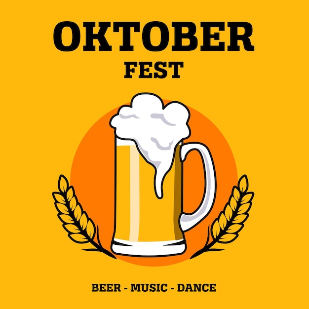 Oktoberfestbier und Weizenvektordesign