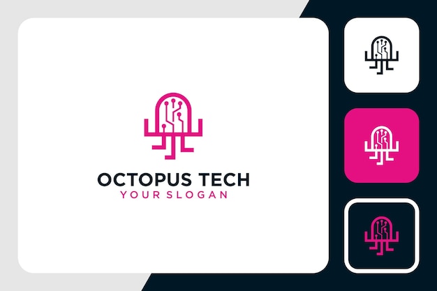 Oktopus-logo-design mit technologie-inspiration