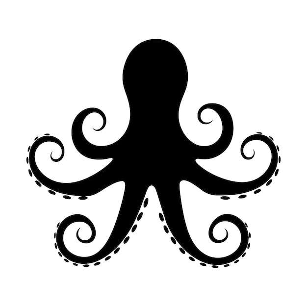 Oktopus-silhouette oktopus unterwasserische meerestier-ikonen vektorillustration