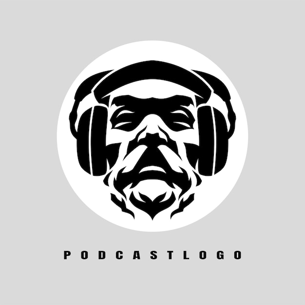 Oldman podcast-logo-design-vektorillustration