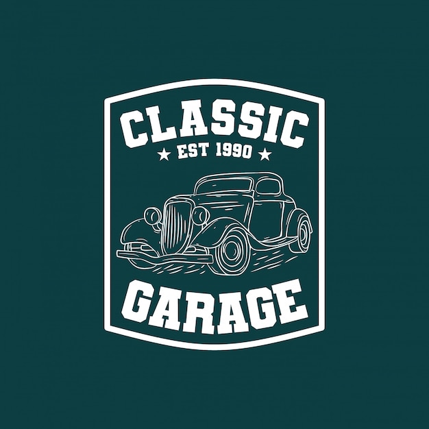 Oldtimer garage abzeichen logo