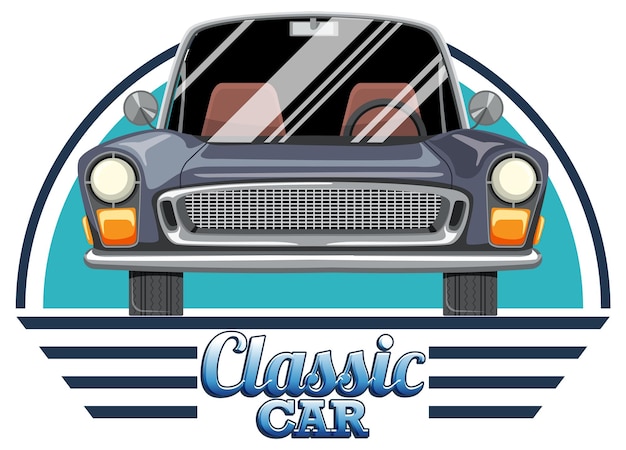 Oldtimer-Logo mit Oldtimer auf weißem Hintergrund