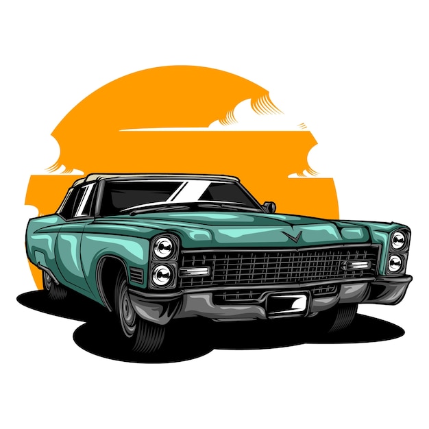 Oldtimerillustration auf Volltonfarbe