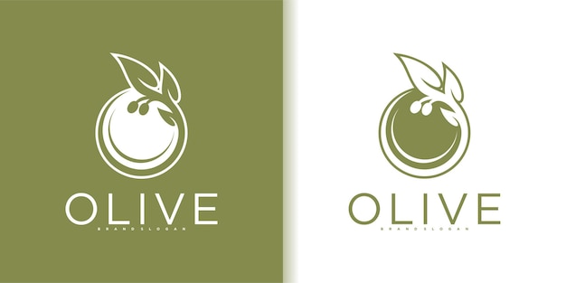 Oliven-logo-design mit kreativem elementstil premium-vektor