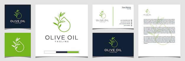 Olivenbaum und öl logo design, visitenkarten und briefkopf