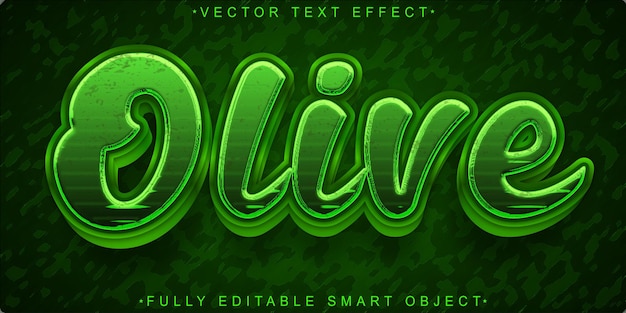 Olivengrüner natürlicher Vektor voll redigierbarer Smart Object Text-Effekt