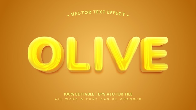 Olivenöl 3d-text-stil-effekt. bearbeitbarer illustrator-textstil.