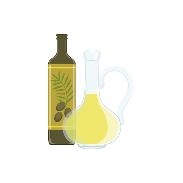 Vektor olivenöl-backprozess und küchengeräte isoliertes element