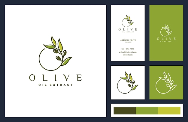 Vektor olivenöl-logo-design und visitenkartenschablone
