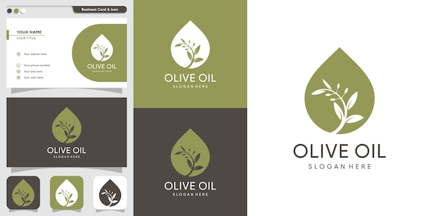 Olivenöl logo und visitenkarte design vorlage, marke, öl, schönheit, grün, symbol, gesundheit,