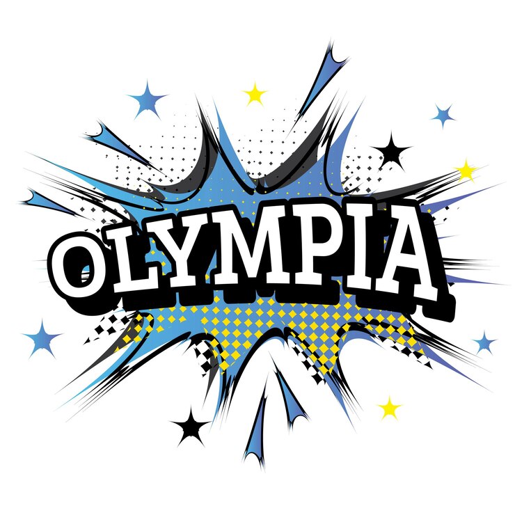 Vektor olympia comic-text im pop-art-stil. vektor-illustration.