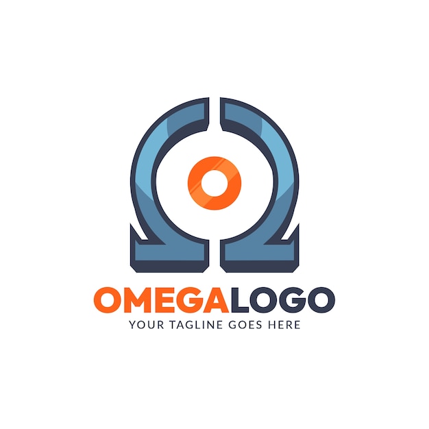 Omega-Logo-Vorlage im flachen Design