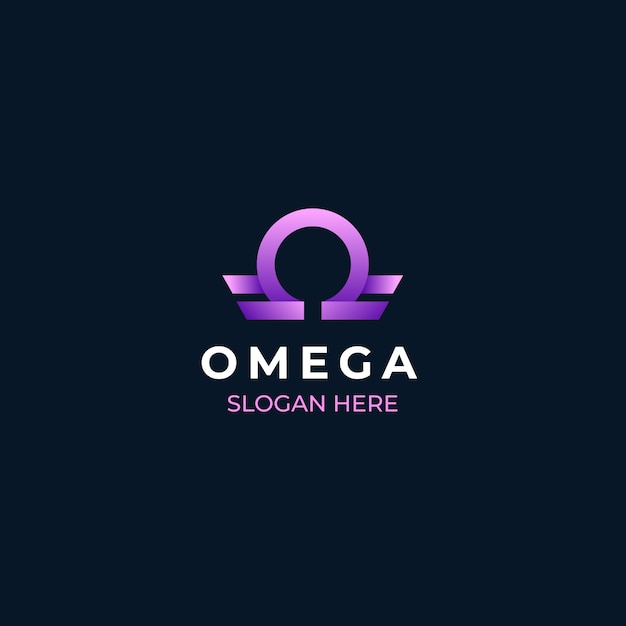 Vektor omega-logo-vorlage mit farbverlauf