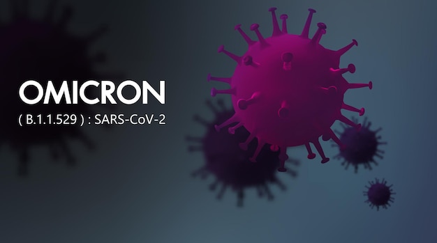 Vektor omicron neues sars-mutationsvariante b11529-konzept mit titelillustration des covid19-virus