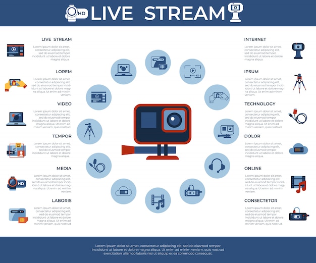 On-demand-online-streaming-technologie-ikonen-sammlung