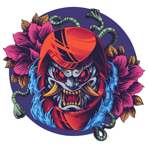 Oni Daruma Maskottchen Logo