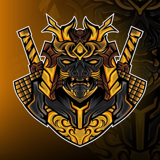Vektor oni samurai armee gaming maskottchen logo vektor