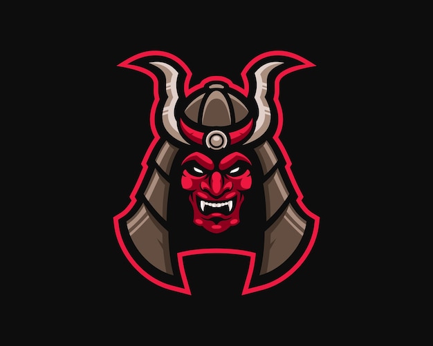 Vektor oni samurai head esports-maskottchen-logo