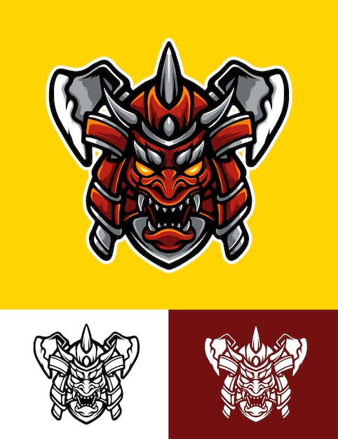 Oni samurai logo illustration