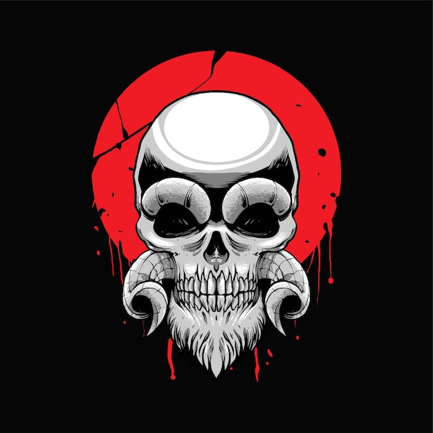 Oni Schädel Illustration mit Ornament. geeignet für T-Shirt, Print und Merchandise-Produkte