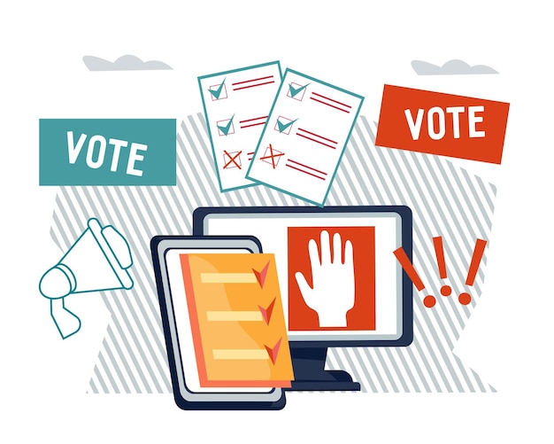 Online-Abstimmung bei Landtagswahlen oder Referendum-Bannervorlage Online-Umfrage