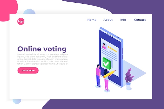 Online-abstimmung, e-voting, wahl internet-system isometrische vorlage.