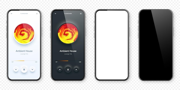 Online-Audio-Player Benutzeroberfläche Smartphone-App UI-Design Musik-Medien-Streaming und Hören