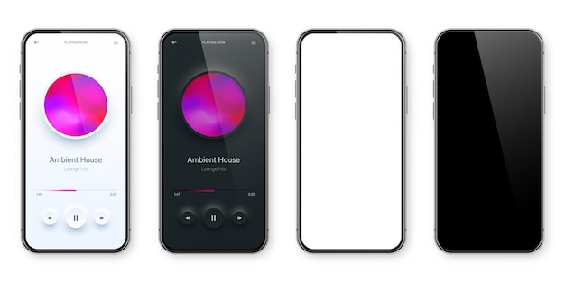 Online-Audio-Player-Benutzeroberfläche Smartphone-App ui Design Musik-Medien-Streaming und -Hören.