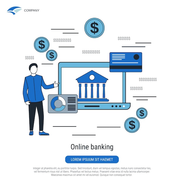 Vektor online-banking, mobile zahlungen, finanztransaktionen, flat-design-stil, vektor-konzept-illustration