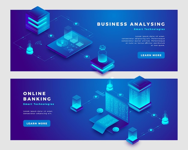 Online-Banking- und Business-Analyse-Konzept-Banner-Vorlage
