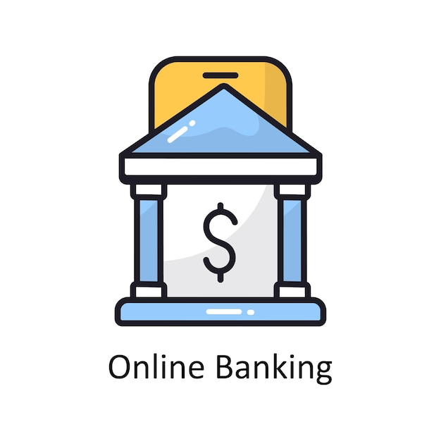 Vektor online-banking-vektor-outline-doodle design-illustration symbol auf weißem hintergrund eps 10-datei