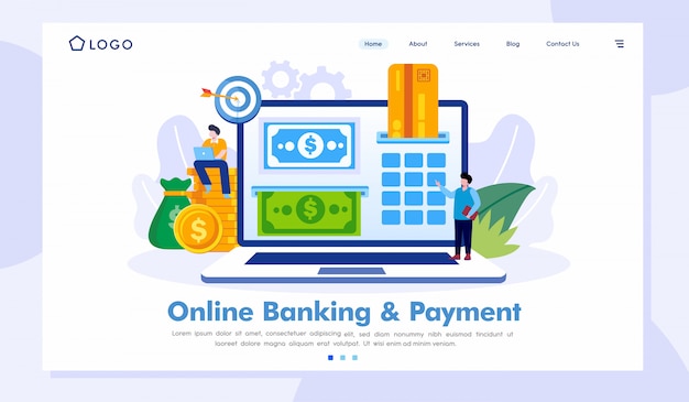 Online-banking & zahlung landing page website-vektor-vorlage