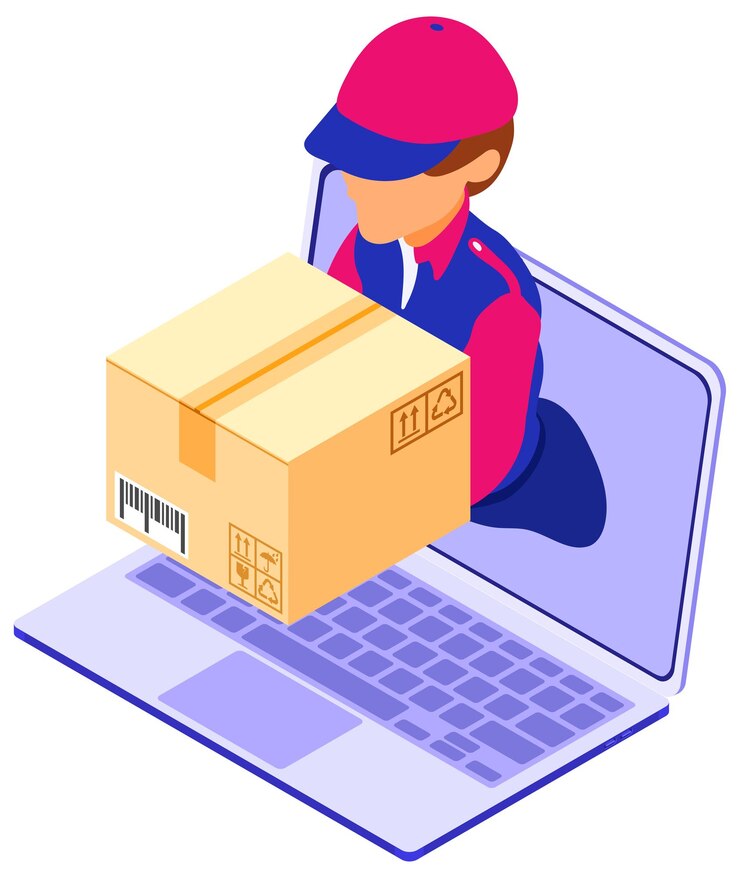 Vektor online-bestellpaket-lieferservice