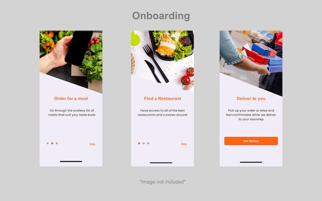 Online-bestellung von lebensmitteln vektorgrafik für onboarding-bildschirme vorlage für mobile apps