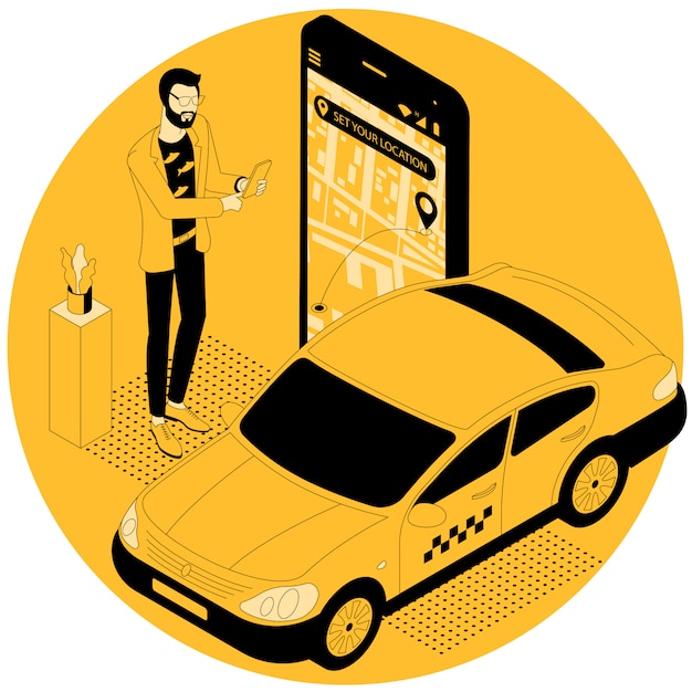 Vektor online-bestellung von taxis