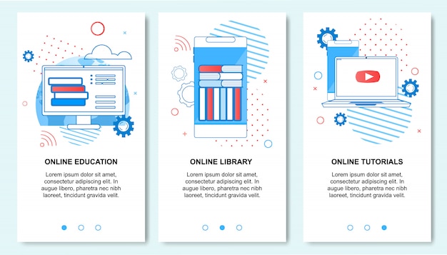 Online-bildung, bibliothek, tutorials service auf dem smartphone