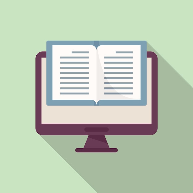Online-Buch-Symbol flacher Vektor Telefon-Mobil-App PC-Internet-Prüfung