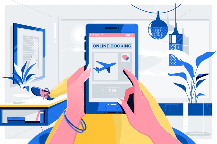 Online-Buchung Flugzeug Flugkonzept